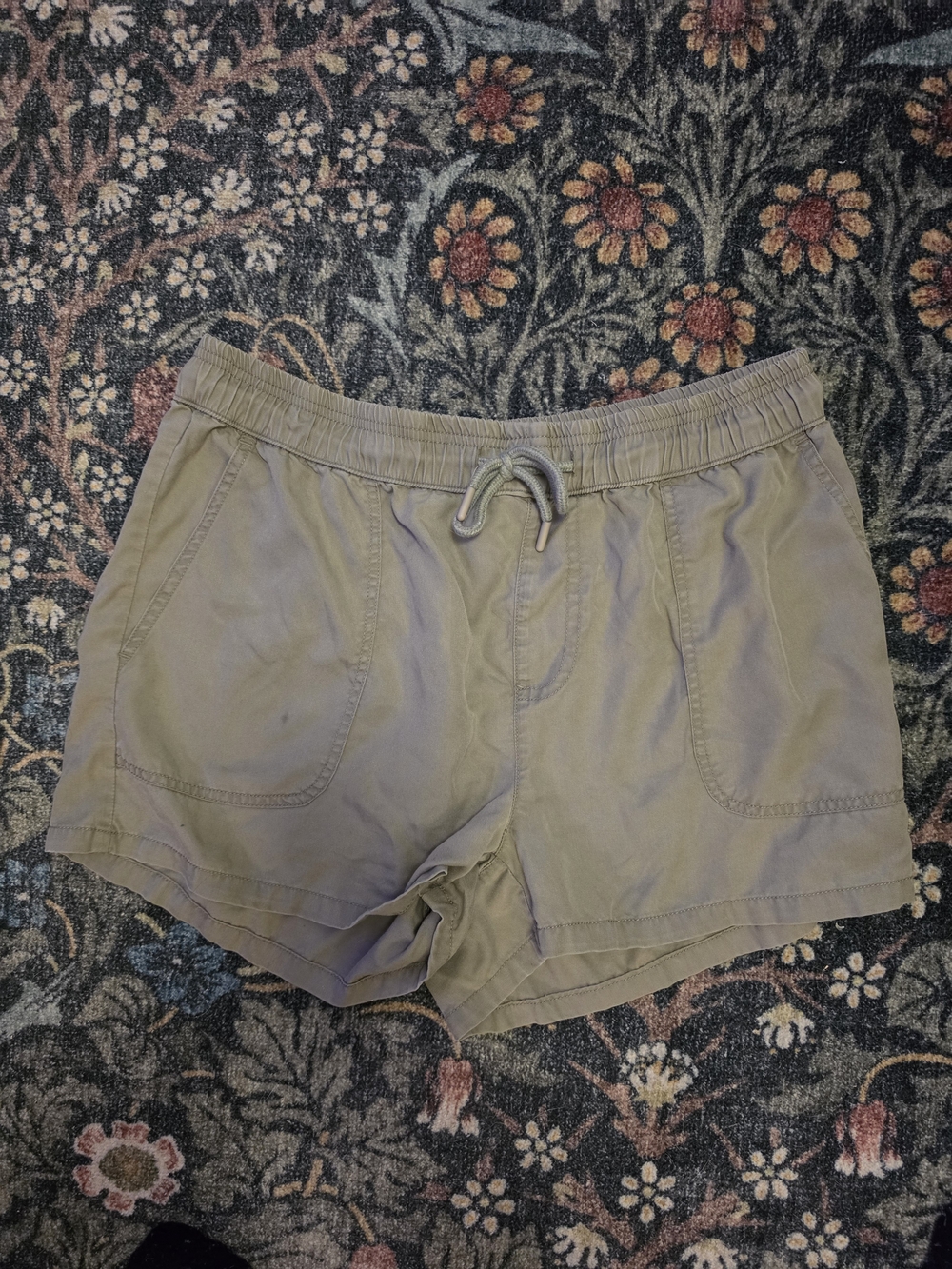 Quince Olive Green Vintage Wash Tencel Shorts Sz L